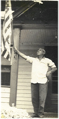 grandpop prianti looking at american flag