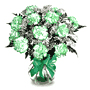 vase of green and white carnations with baby's breath for saint patrick's day